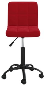 Cadeira de jantar giratória veludo vermelho tinto