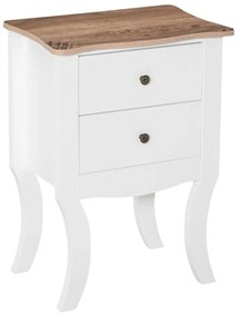 HOMCOM Mesa de cabeceira com 2 gavetas de armazenamento Base elevada para sala de estar Quarto estilo nórdico e vintage 46,5x32x64,5 cm Branco