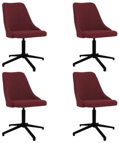vidaXL Cadeiras de jantar giratórias 4 pcs tecido vermelho tinto
