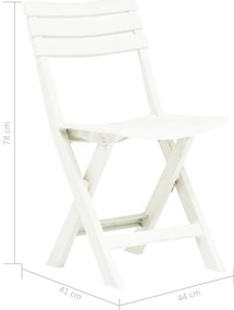 Cadeiras de jardim dobráveis 2 pcs plástico branco