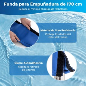 Conjunto de 2 corrimões de piscina em aço inoxidável com capa antiderrapante e base de instalação rápida para interior e exterior