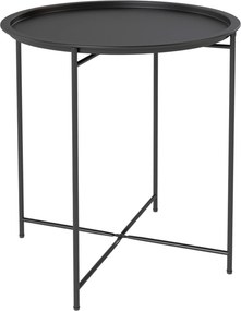 Outsunny Mesa Auxiliar Redonda Mesa de Jardim com Bandeja Amovível Pés Dobráveis Mesa para Exterior Pátio Ø46x50 cm Preto | Aosom Portugal