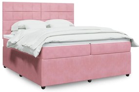 vidaXL Cama com molas/colchão 200x200 cm veludo rosa