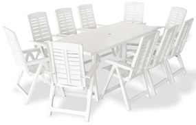 Conjunto de jantar para exterior 11 pcs plástico branco