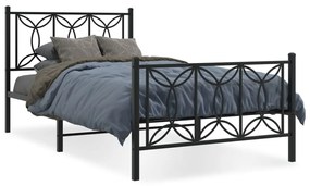 Estrutura de cama com cabeceira e pés 100x200 cm metal preto