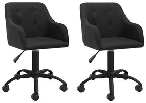 vidaXL Cadeiras de jantar giratórias 2 pcs tecido preto
