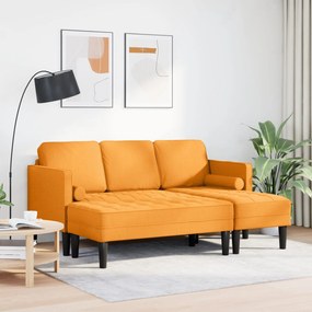Conjunto de Sofá de 2 Peças com Almofadas Tecido Amarelo Escuro
