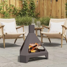 Fire Pit com Chaminé Preto 50x43x52 cm Aço