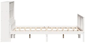 Cama com estante sem colchão 150x200 cm pinho maciço branco