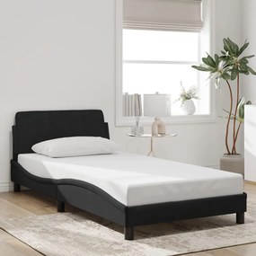 Estrutura de cama sem colchão 100x200 cm veludo preto