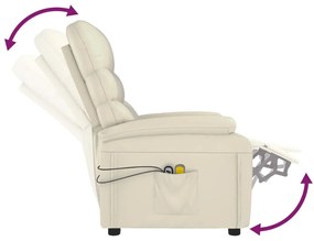 Poltrona de massagens elétrica couro artificial cor creme