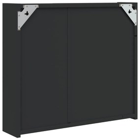 Armário espelhado p/ casa de banho c/ LEDs 60x13x52 cm preto