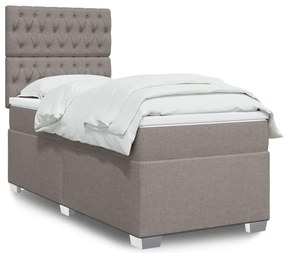Cama com molas/colchão 90x190 cm tecido castanho-acinzentado