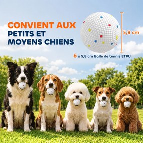 Conjunto de 6 Bolas para Cão, 5,8 x 5,8 x 5,8 cm, Compatíveis com Lançador Automático, Brancas