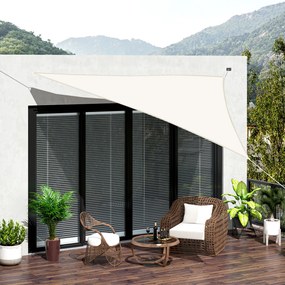 Vela de Sombra Triangular 6x6x6 m Toldo Vela de Poliéster com Proteção UV Aneis em Forma de D e Cordas para Jardim Pátio Piscina Creme