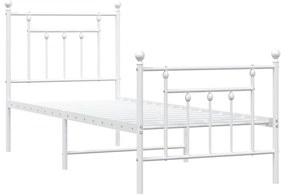 Estrutura de cama com cabeceira e pés 75x190 cm metal branco