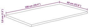 Tampo de mesa c/ borda viva 100x60x3,8 cm mangueira maciça