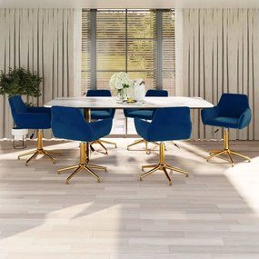 vidaXL Cadeiras de jantar giratórias 6 pcs veludo azul