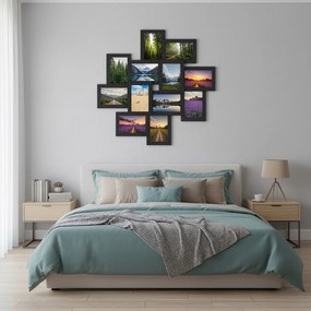 Colagem de molduras, 12 molduras para fotografias de 10 x 15 cm, colagem de fotografias Preto