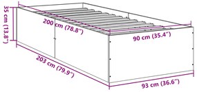 Estrutura cama 90x200 cm derivados de madeira cinzento sonoma