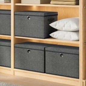 Conjunto de 3 Caixas de arrumação 43 x 30 x 30 cm (C x L x A), com tampa, caixas organizadoras cinzento ardósia