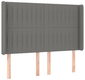 Cama box spring c/ colchão e LED 140x190 cm tecido cinza-escuro