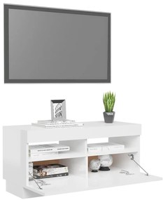 Móvel de TV com luzes LED 80x35x40 cm branco brilhante