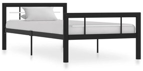 vidaXL Estrutura de cama 90x200 cm metal preto e branco