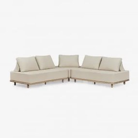 Conjunto De Sala Com Sofá Modular De Canto De 3 Peças Em Acácia Portet Marrom Acácia Claro - Sklum
