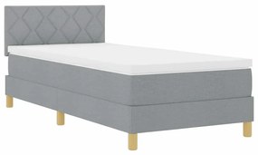 Cama Box com Colchão Cinza Claro 100x200 cm Tecido