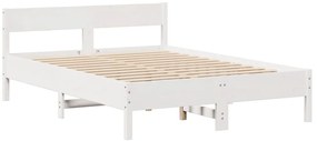 Cama sem colchão 150x200 cm madeira de pinho maciça branco
