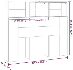 Armário de cabeceira 120x19x103,5 cm branco brilhante
