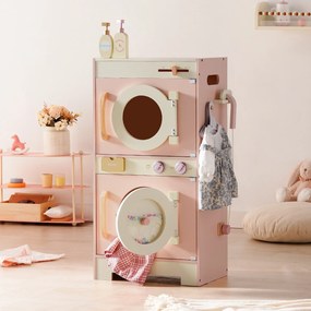 Máquina de lavar roupa de madeira para Crianças com secador 80 x 41 x 28,5 cm rosa