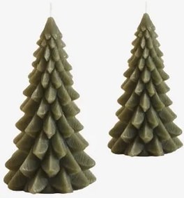 Conjunto De 2 Velas Decorativas De Natal Eldor Verde Azeitona Intenso - Sklum