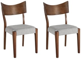 Conjunto de 2 cadeiras de jantar em madeira escura e cinzento EDEN Beliani