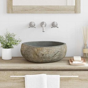 vidaXL Lavabo Cinzento-claro (38-45) x (30-35) x 15 cm Pedra de Rio