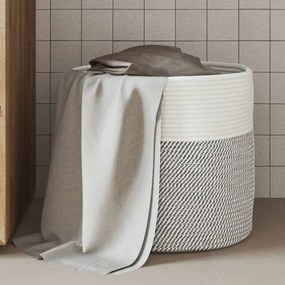 vidaXL Cesto de arrumação Ø40x35 cm algodão cinzento e branco