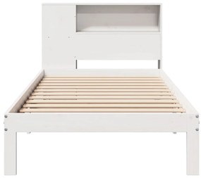 Cama com estante sem colchão 90x200 cm pinho maciço branco