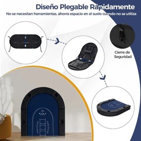 Mesa de póquer dobrável de 182 cm para 8 jogadores oval portátil para jogos com porta-copos e grades acolchoadas para casa Azul