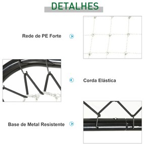 Rede de Rebote Dobrável com Ângulo Ajustável de 5 Níveis para Treinamento de Futebol Tenis Beisebol Desportes 84x78x65-78cm Preto