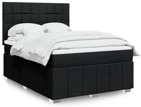 vidaXL Cama com molas/colchão 140x190 cm tecido preto