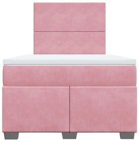 Cama boxspring com colchão 120x200 cm veludo rosa