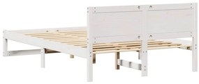 Estrutura de Cama Branca Madeira de Pinho Maciça 140 x 190 cm