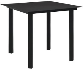 3 pcs conjunto de jantar para jardim vime PVC preto