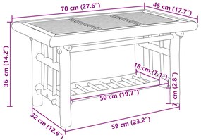 Mesa de centro 70x45x36 cm bambu