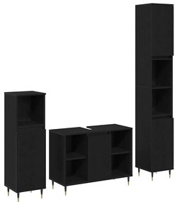 vidaXL Conjunto de Móveis de Banheiro com porta 3 pcs Carvalho Preto