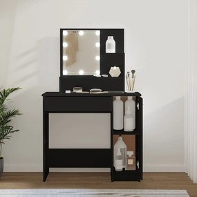 vidaXL Toucador com luzes LED 86,5x35x136 cm preto