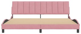 Estrutura de cama c/ cabeceira 200x200 cm veludo rosa