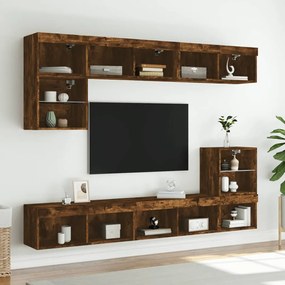 Móvel de TV com luzes LED 80x30x30 cm carvalho fumado