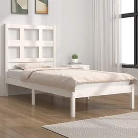 Cama sem colchão 75x190 cm madeira de pinho maciça branco